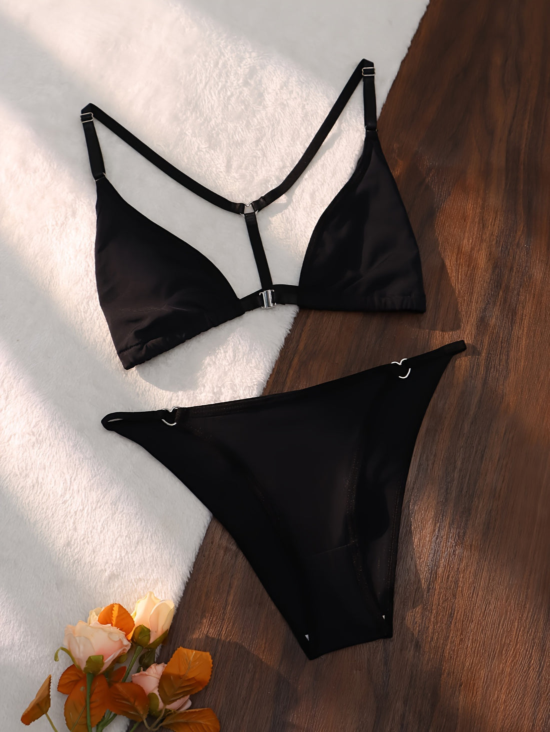 Sexy Lingerie Set, Leopard Print Front Closure Cami Bra & Panties, /MH