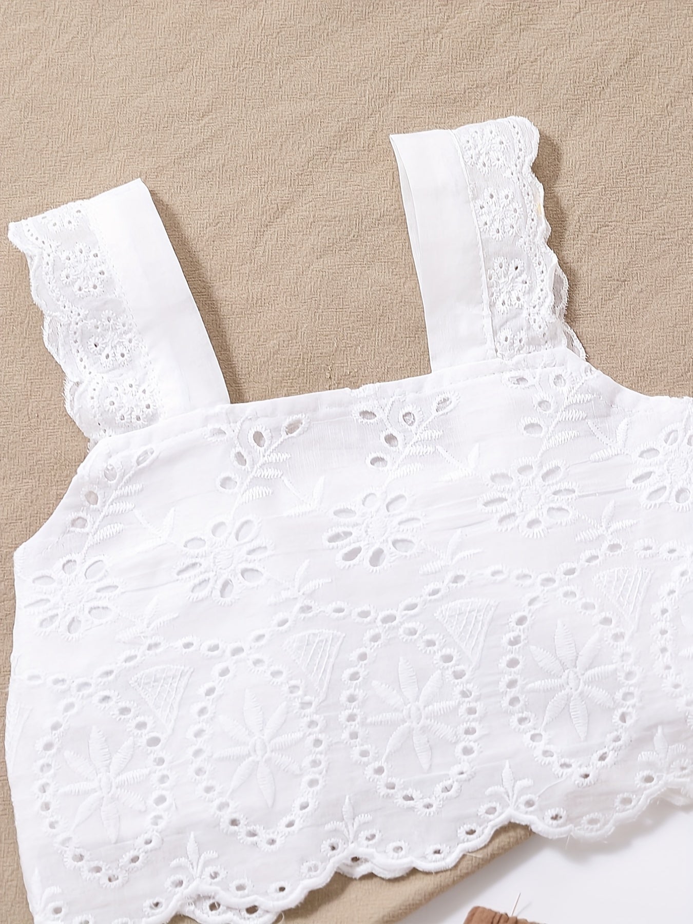 Adorable 2-Piece Outfit for Baby Girls: Comfy Cotton Cami Crop Top & Pants Set!