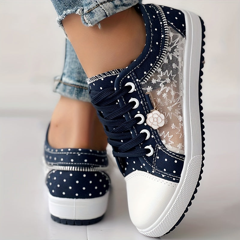 CHICME Women's Floral Mesh & Synthetic Cover Casual Sneakers .