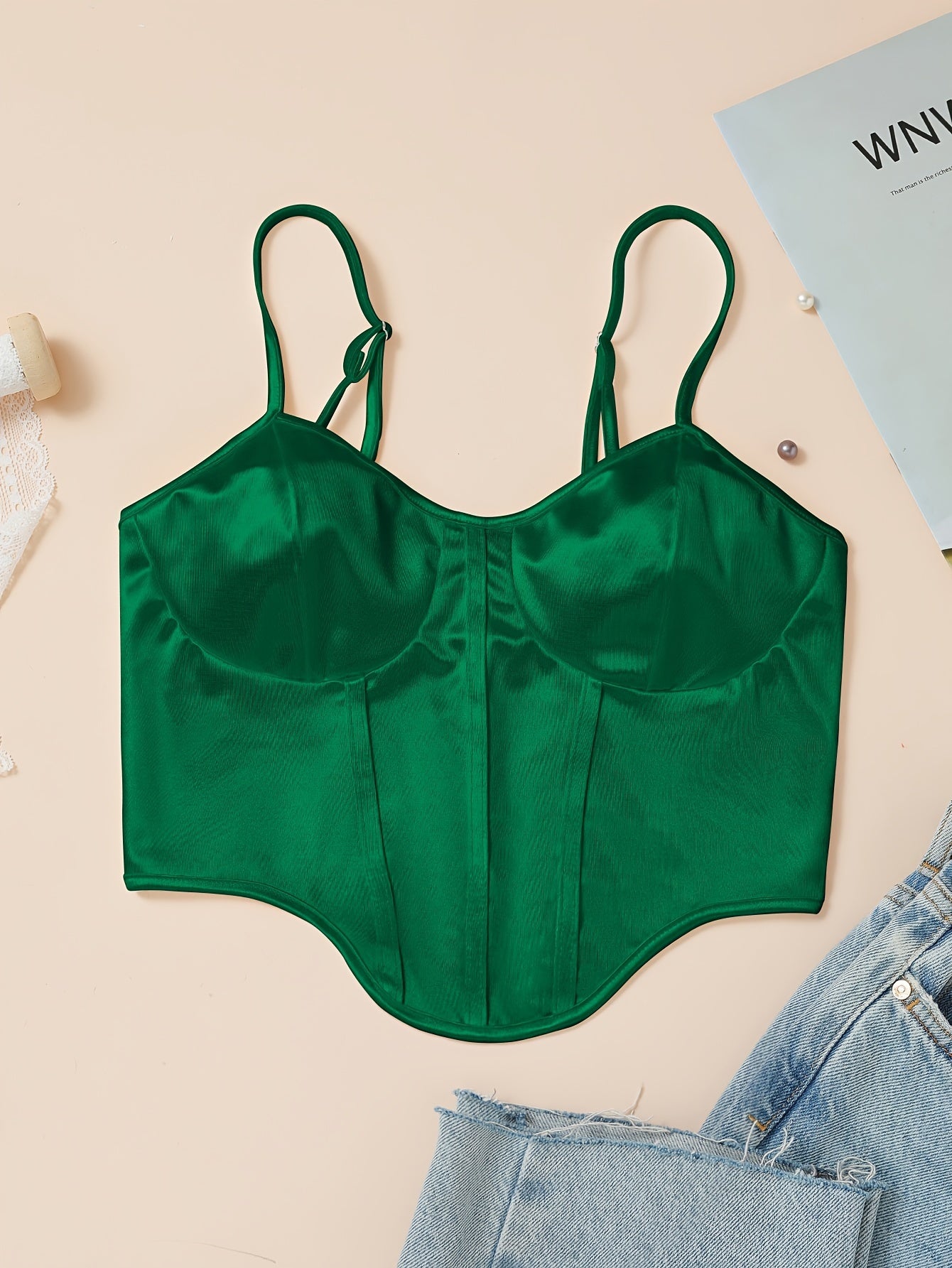 Chic Light Purple Satin Corset Crop Top .