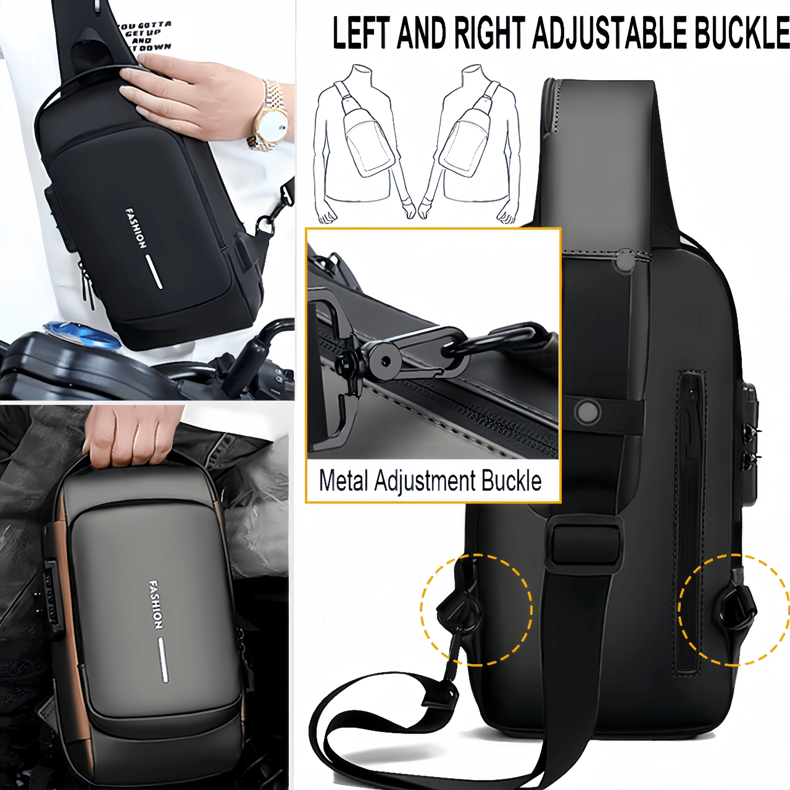 1pc Multi-functional Trendy Sling Bag With Password Lock, Leisure Travel Sport Chest Bag, Wear-resistant Crossbody Bag For Hanging Out & Daily Commute, Suit For Men And Women