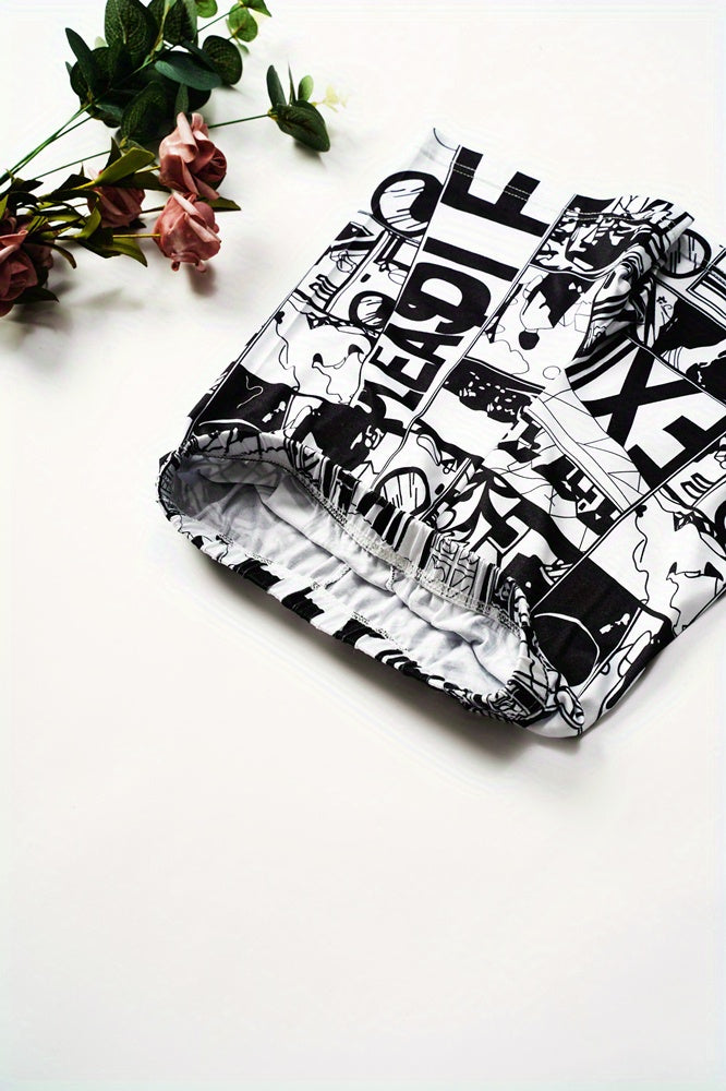 Anime Print Two-piece Shorts Set,