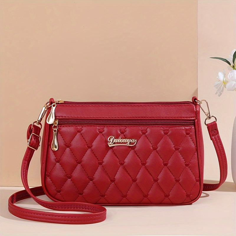 Fashionable Crossbody Bag with Multiple Layers And Large Capacity, Versatile Shoulder Bag for Women., Secure Travel Purse | Quilted Exterior Bag | Synthetic Synthetic Leather Bag