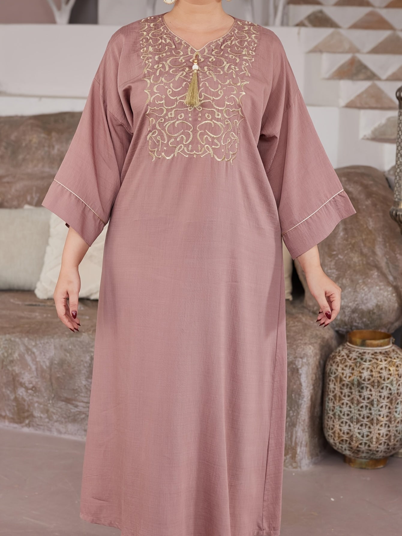 Golden Arabic Women's Elegant Dress JALABIA ./MH