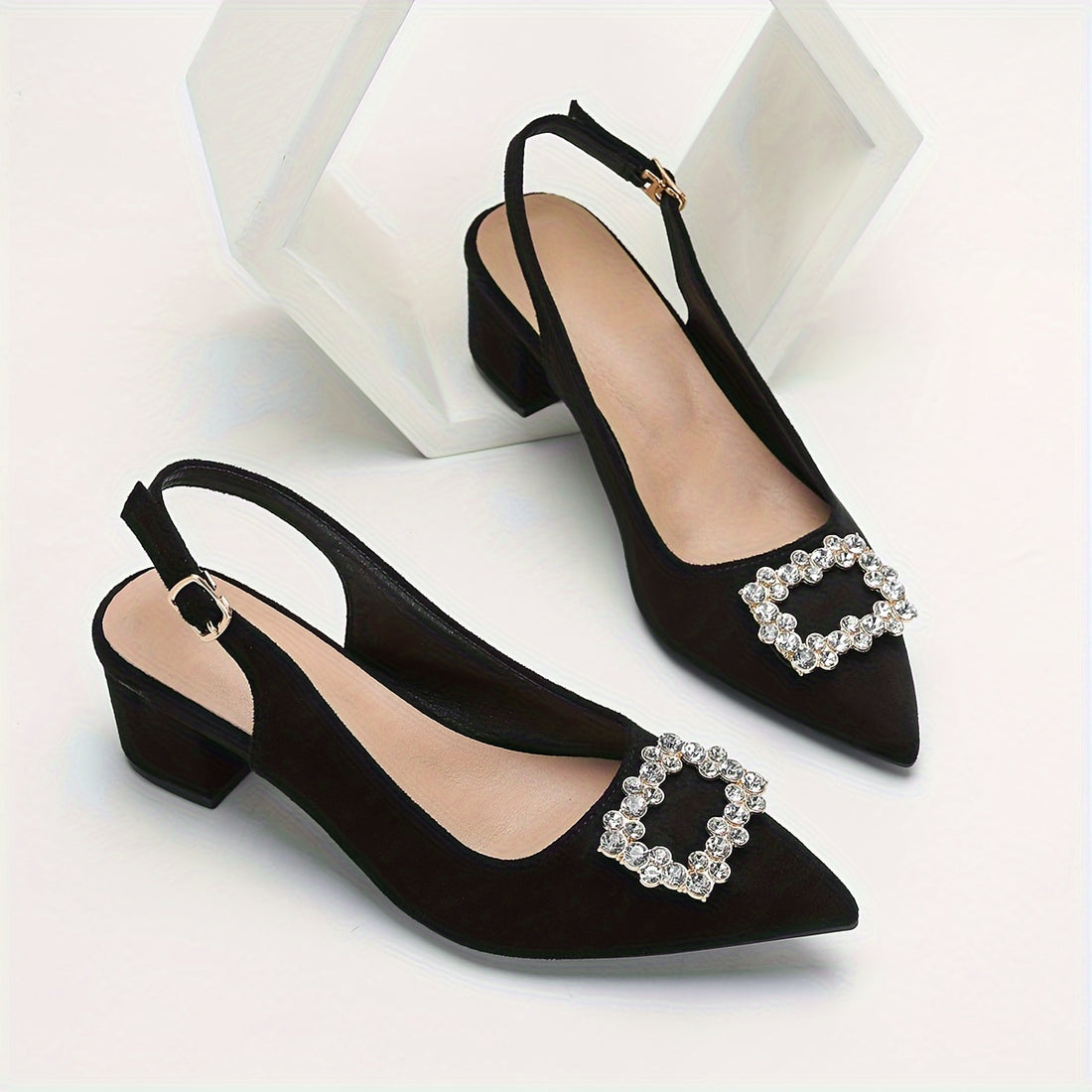 Glamorous Sparkling Rhinestone Buckle Heels -/MH