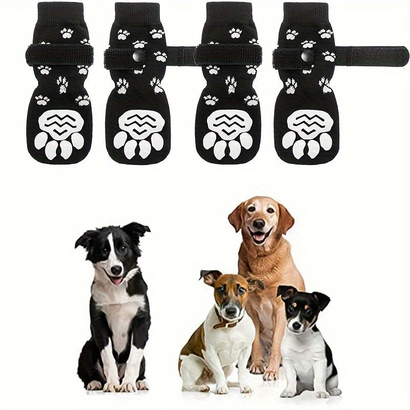 4pcs Waterproof Dog Non-slip Socks Shoes, Breathable Outdoor Accessories