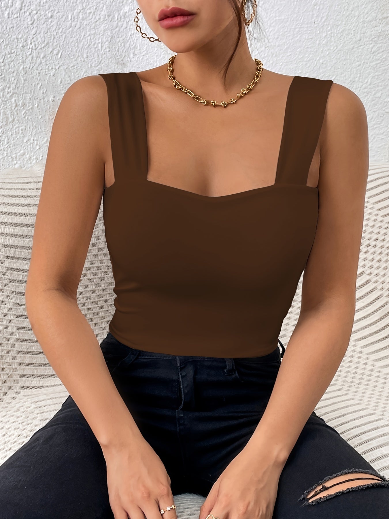 Women's Basic Solid Crop Tank Top,