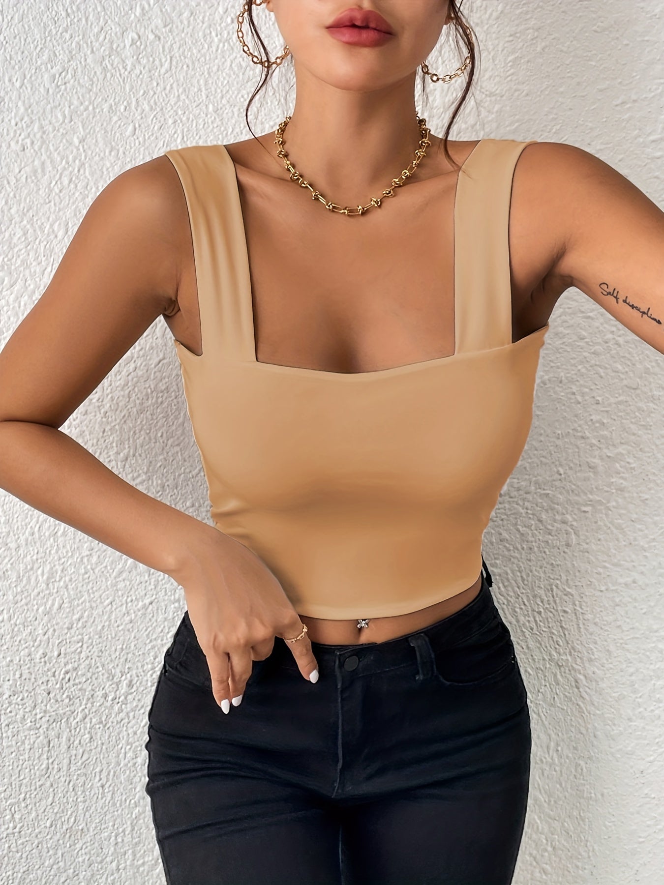 Women's Basic Solid Crop Tank Top,