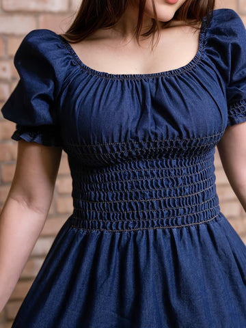 Plus Size Women's Elegant Smocked Waist Multi-Layer Ruffled Dress -/MH