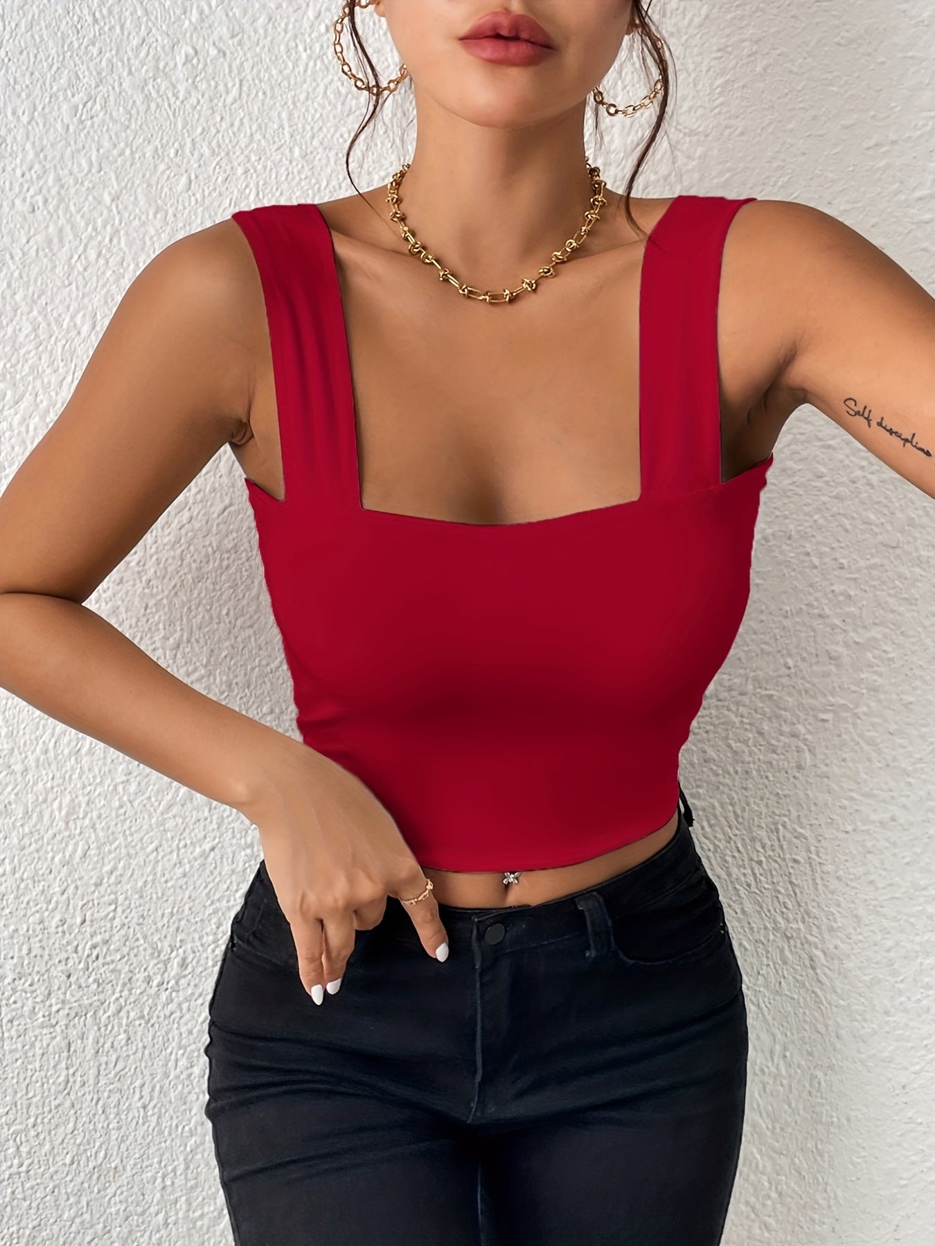 Women's Basic Solid Crop Tank Top,