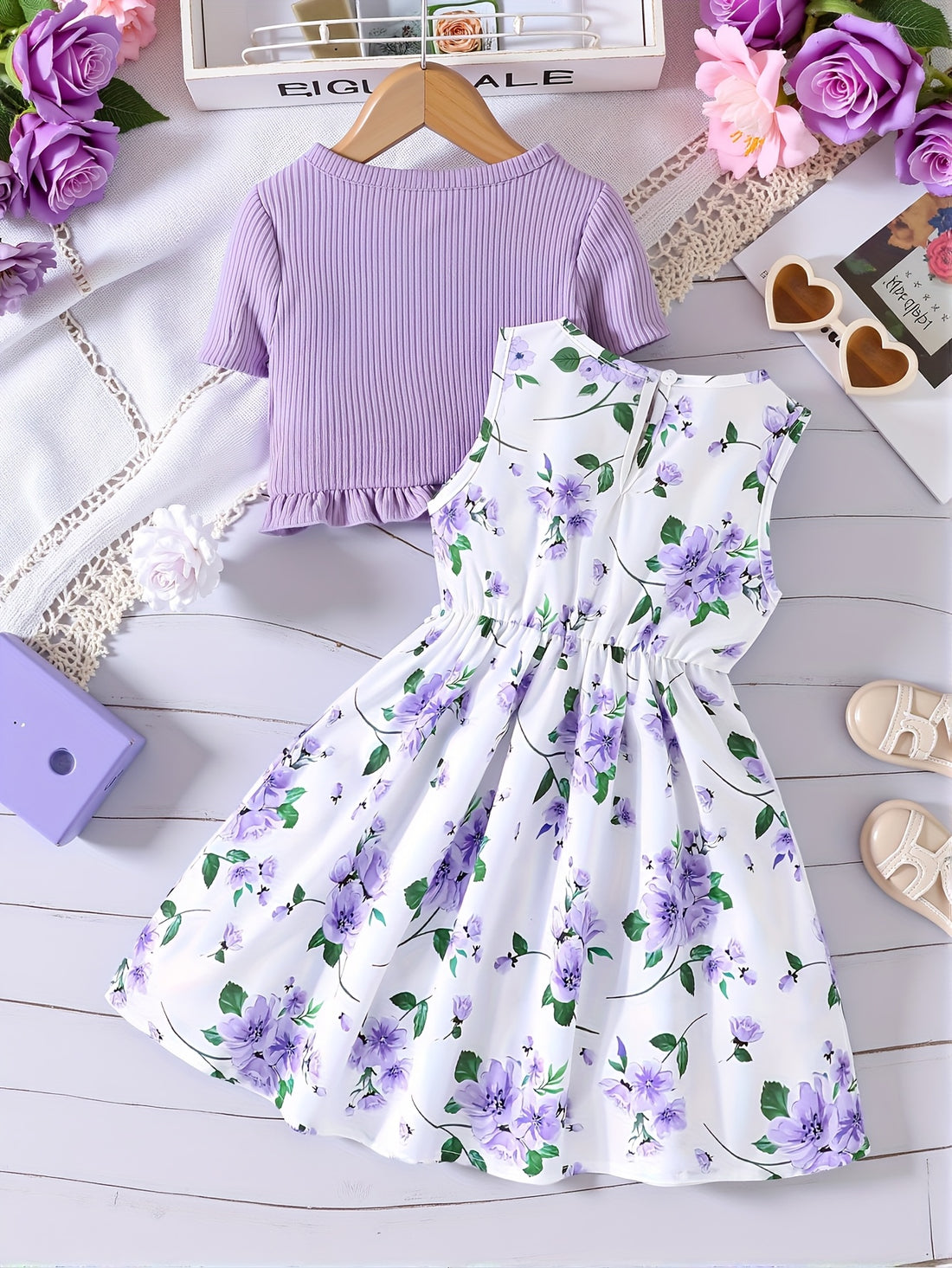 Girls' Fashion Princess Print Dress with Jacket./MH