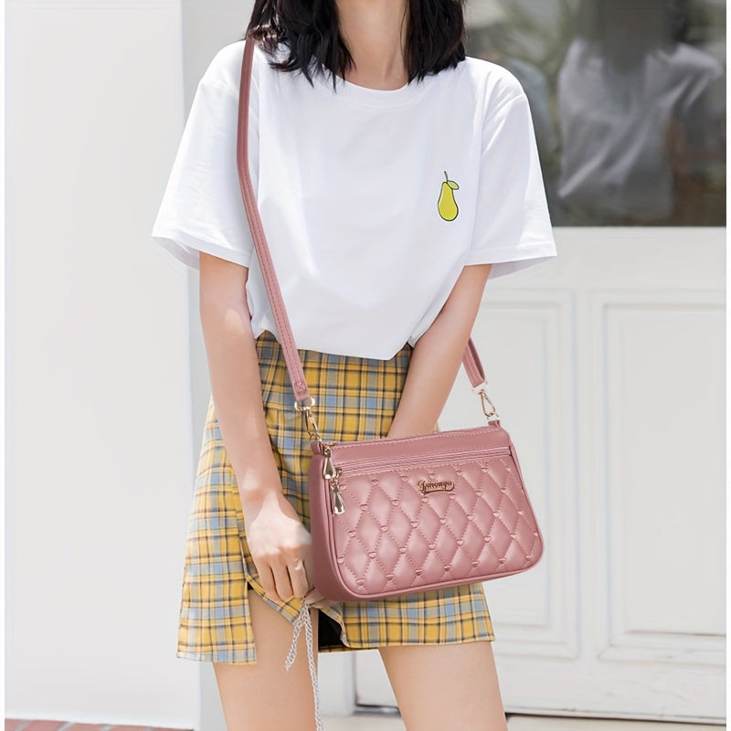 Fashionable Crossbody Bag with Multiple Layers And Large Capacity, Versatile Shoulder Bag for Women., Secure Travel Purse | Quilted Exterior Bag | Synthetic Synthetic Leather Bag