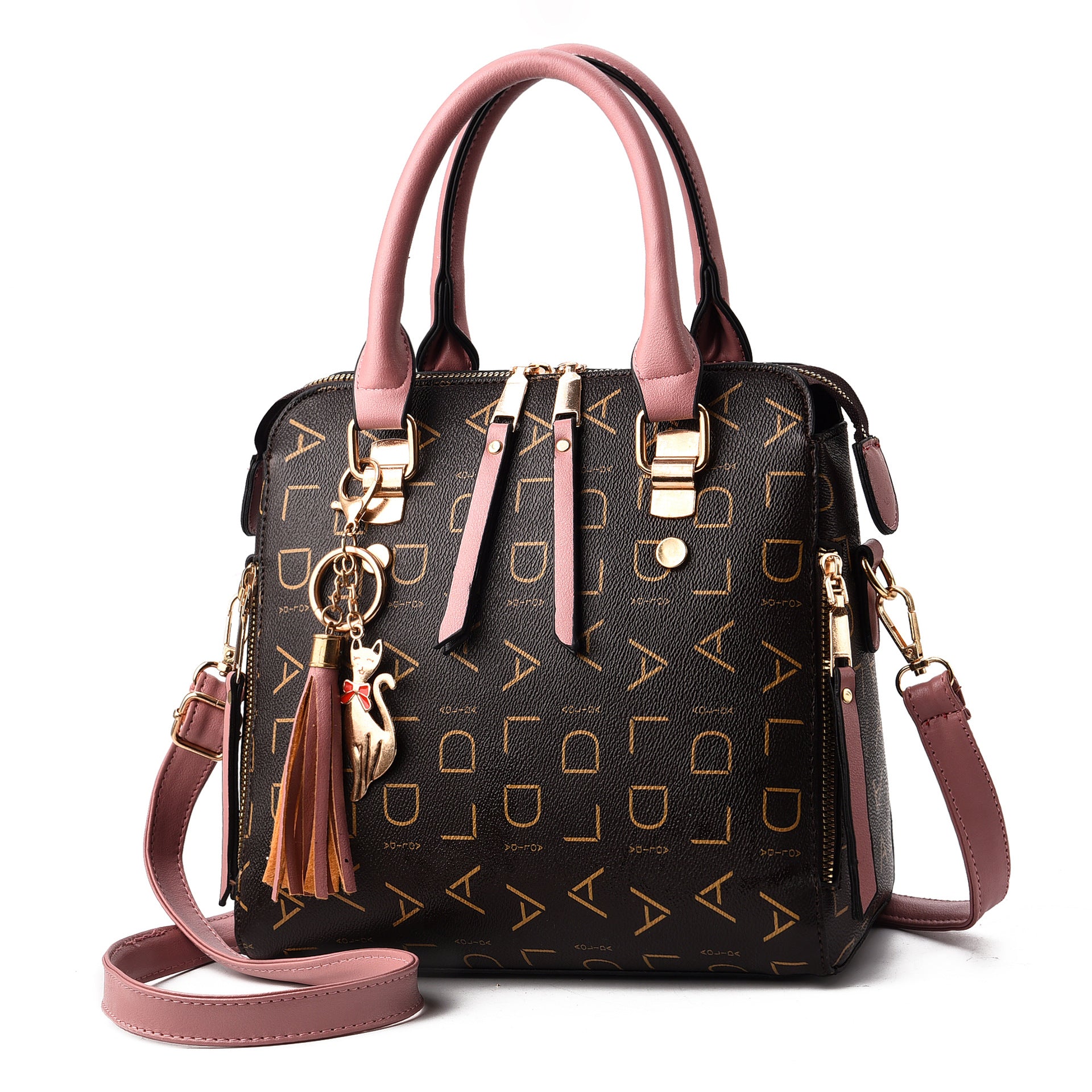 Letter Print Handbag, Tassel Decor Square Crossbody Bag, Women's Small Top Handle Purse