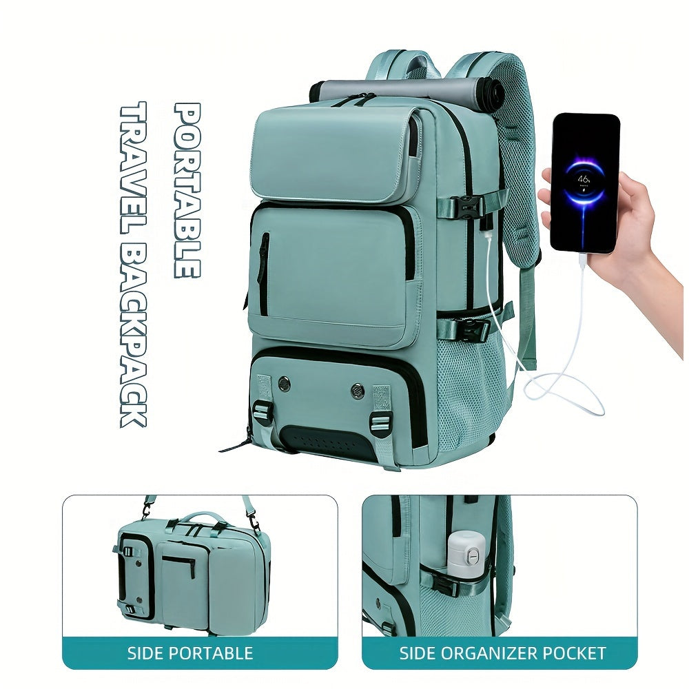 Versatile Large-Capacity Backpack for Men & Women - Durable Hiking & Camping Bag with Shoe Compartment, USB Charging Port, and Multiple Pockets - Ideal for Business and Personal Gifts, Camping Backpack