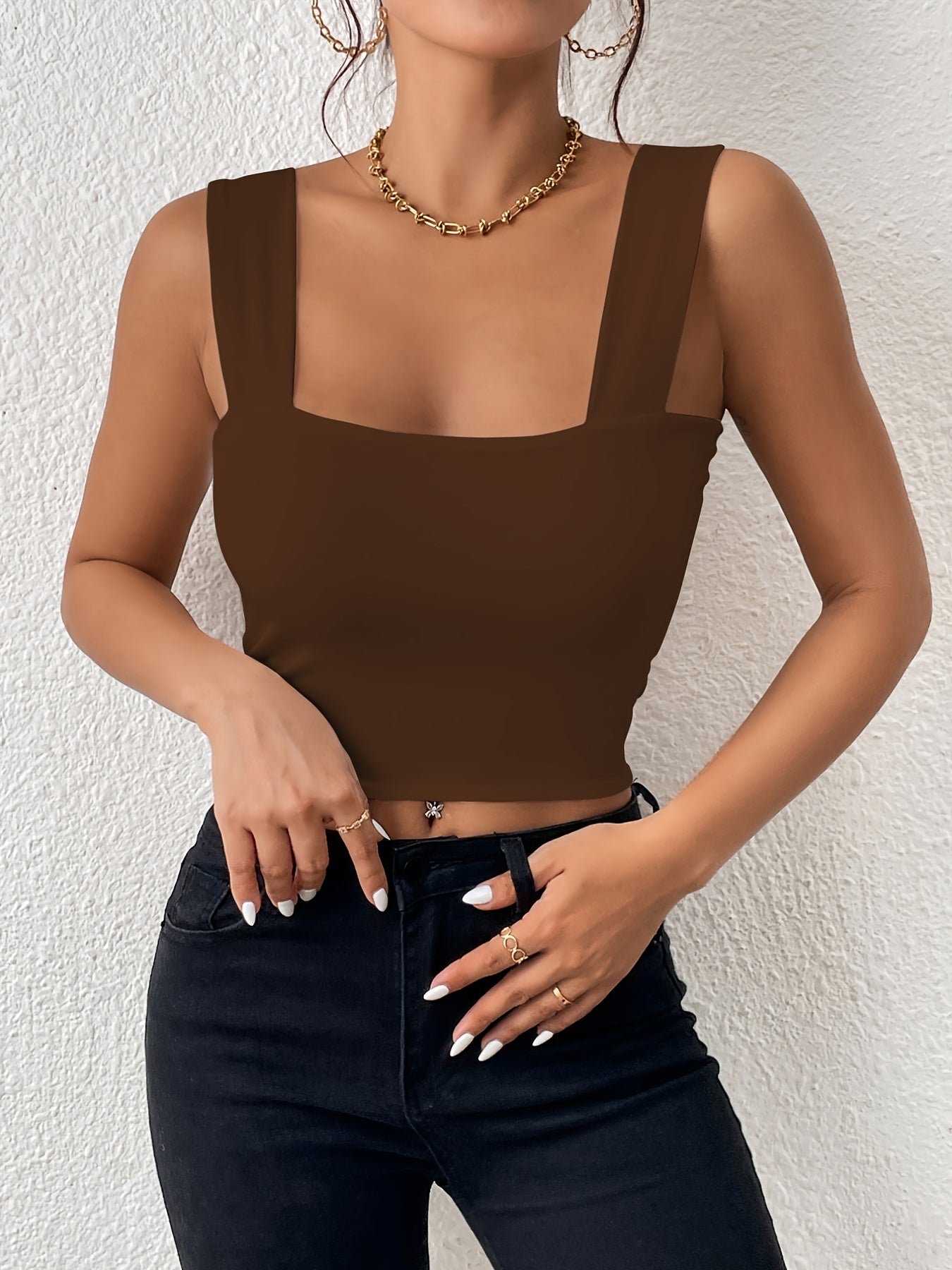 Women's Basic Solid Crop Tank Top,