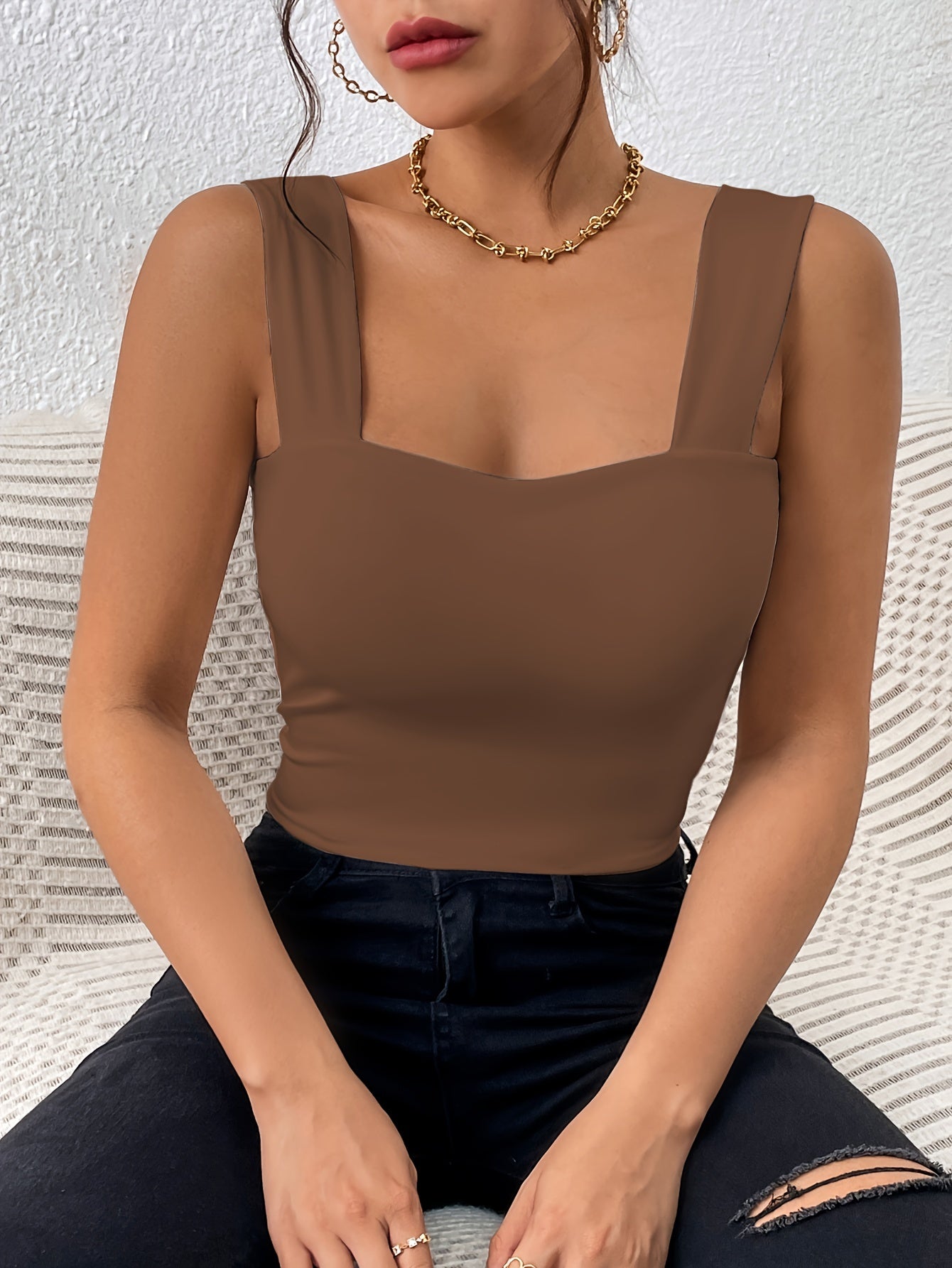 Women's Basic Solid Crop Tank Top,