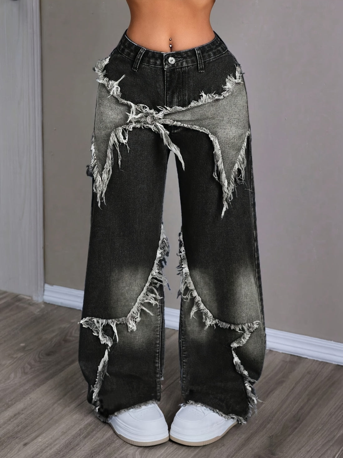 Women's Unique Design Loose Fit Jeans Without Belt