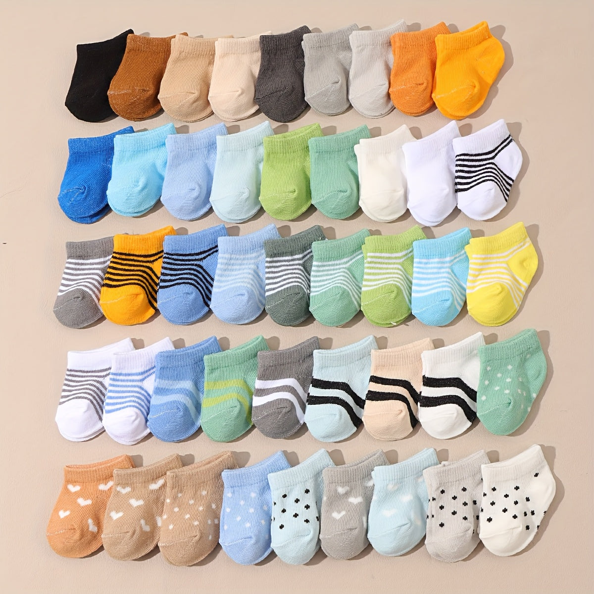 12 Pairs of Random Solid Color Polka Dot Striped Socks and, Summer Wear, Safe Footwear