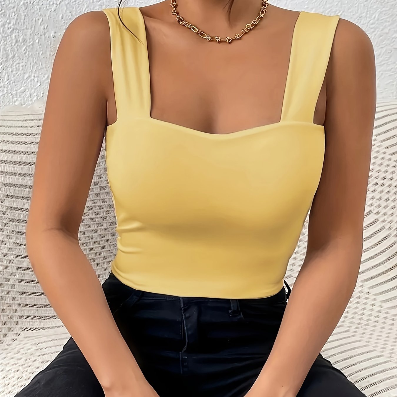Women's Basic Solid Crop Tank Top,
