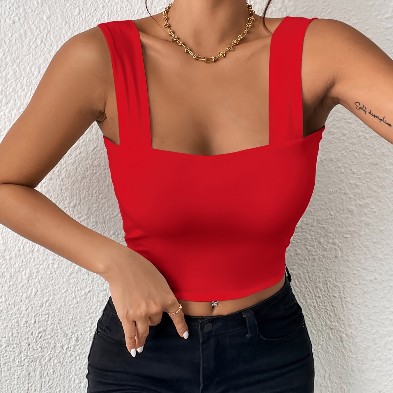 Women's Basic Solid Crop Tank Top,