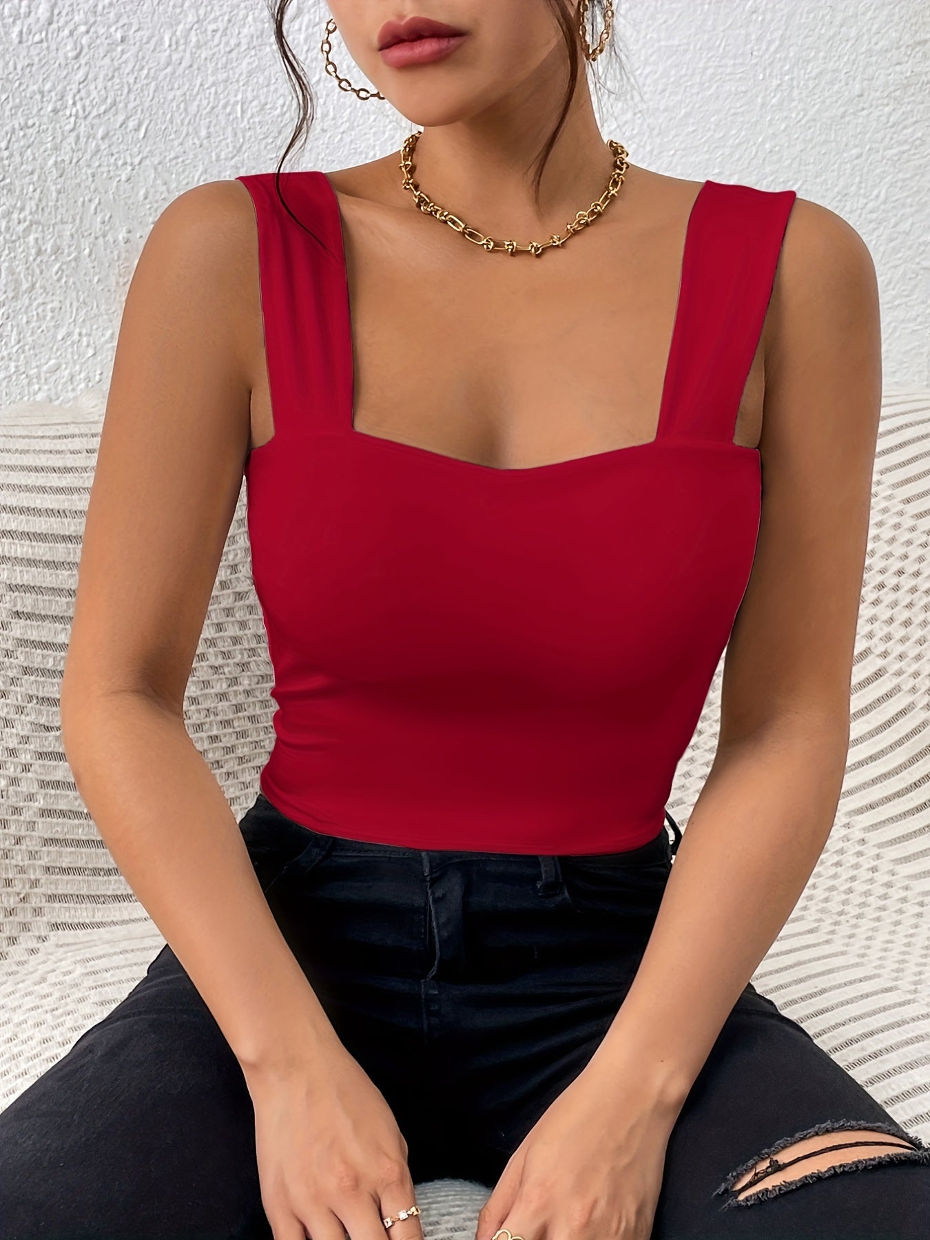 Women's Basic Solid Crop Tank Top,