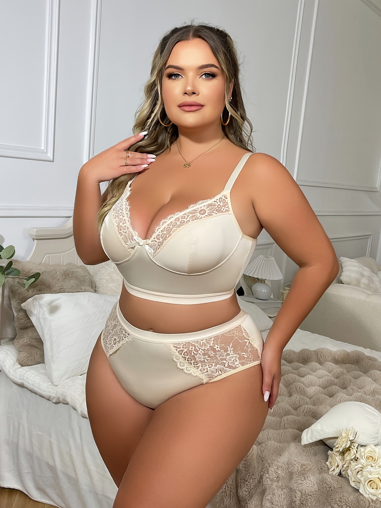 Two-piece set, soft and Light Beige-friendly Sliky Fiber Fabric '/MH