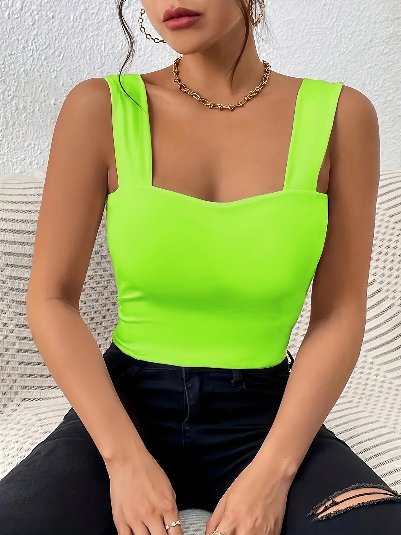 Women's Basic Solid Crop Tank Top,