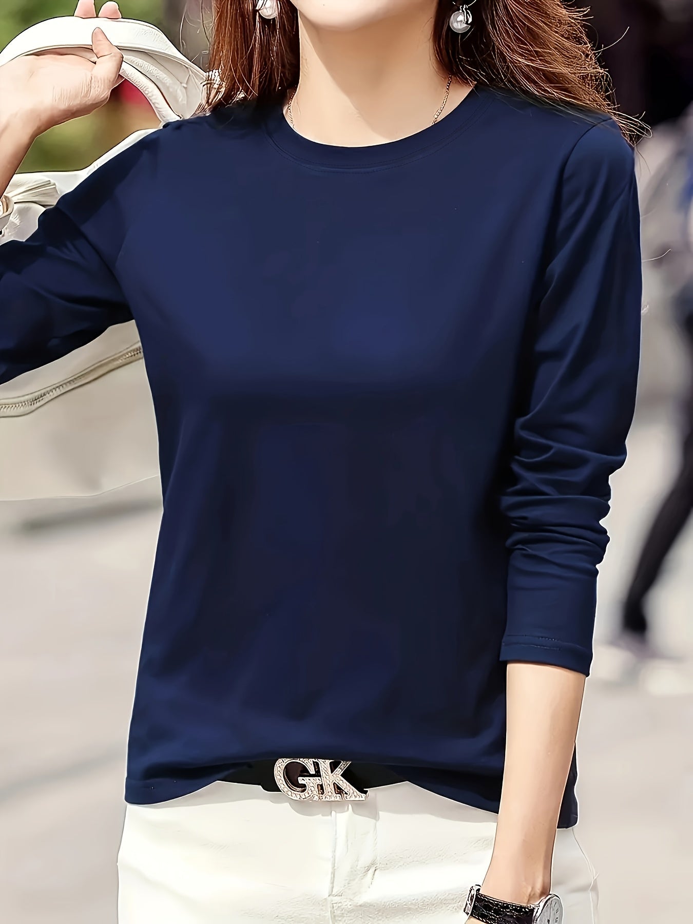 Women'S Elegant Crew Neck T-Shirt,