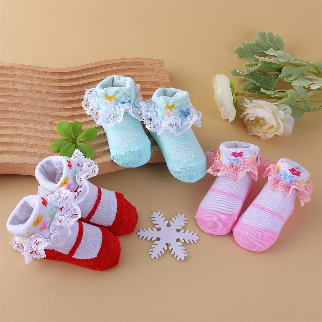 6 Pairs Baby Girls Socks, Multicolor Ruffle Lace Toddler Socks, Princess Style Ruffle Socks For Newborn/Baby/Toddler/Little Girl
