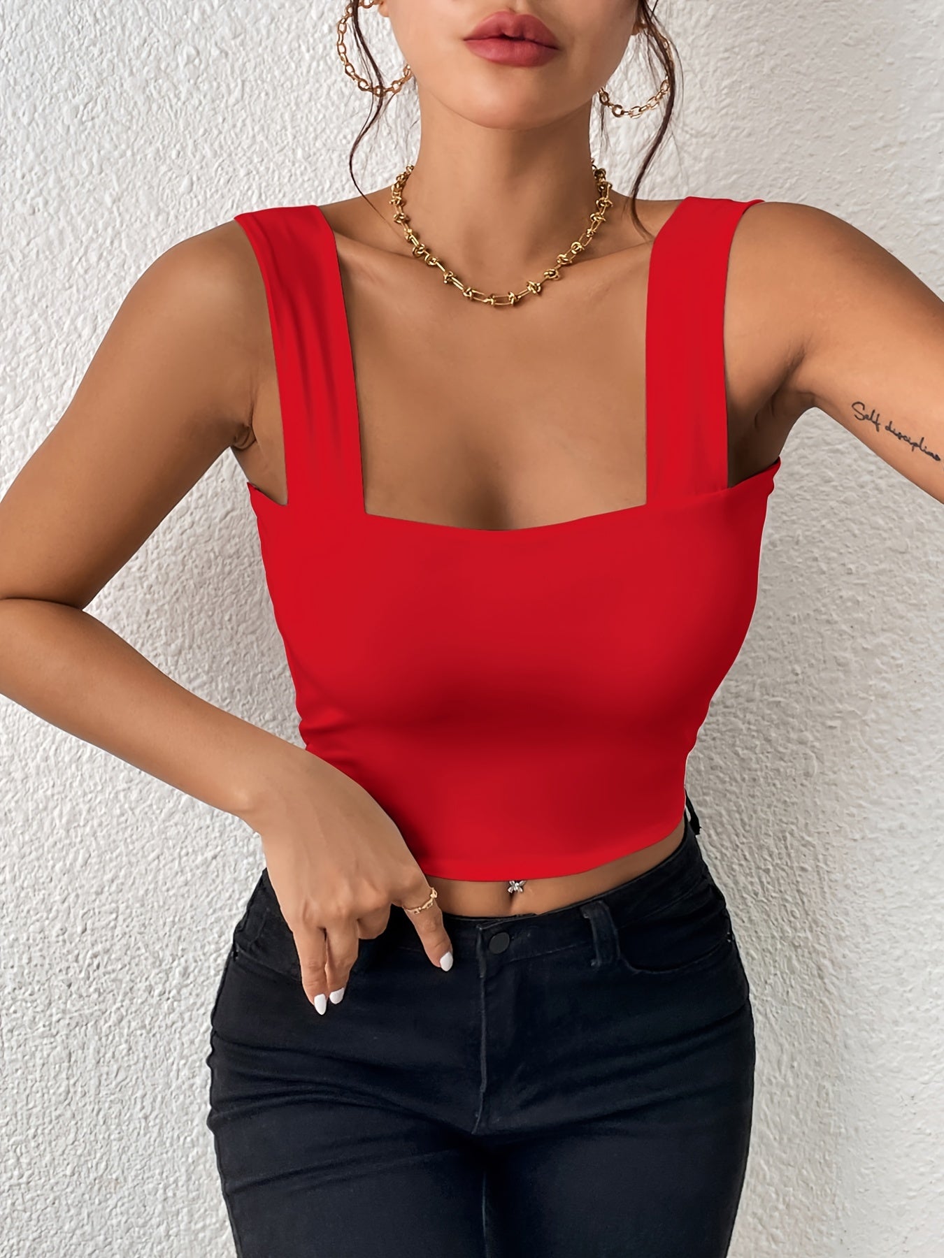 Women's Basic Solid Crop Tank Top,