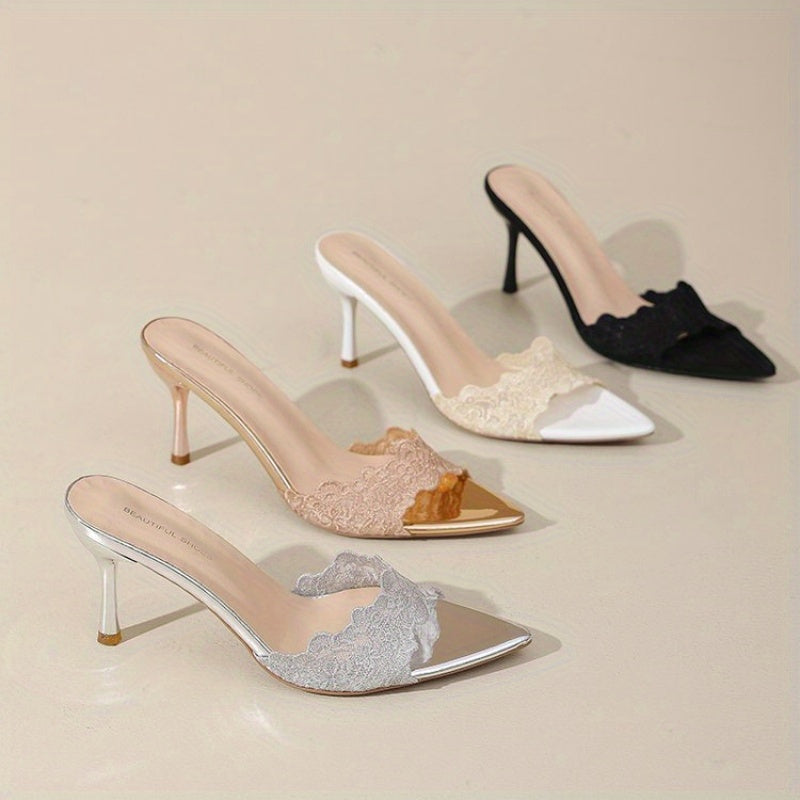 Women'S Lightweight Lace-Up High Heel Sandals - 9cm Ultra-High Slip-On Open-Toe Pumps with Soft Fabric Upper & EVA Cushioned Insole, Black/Beige/Brown/White for Weddings, Parties, Formal Events, High Heel Sandals, Wedding Gue
