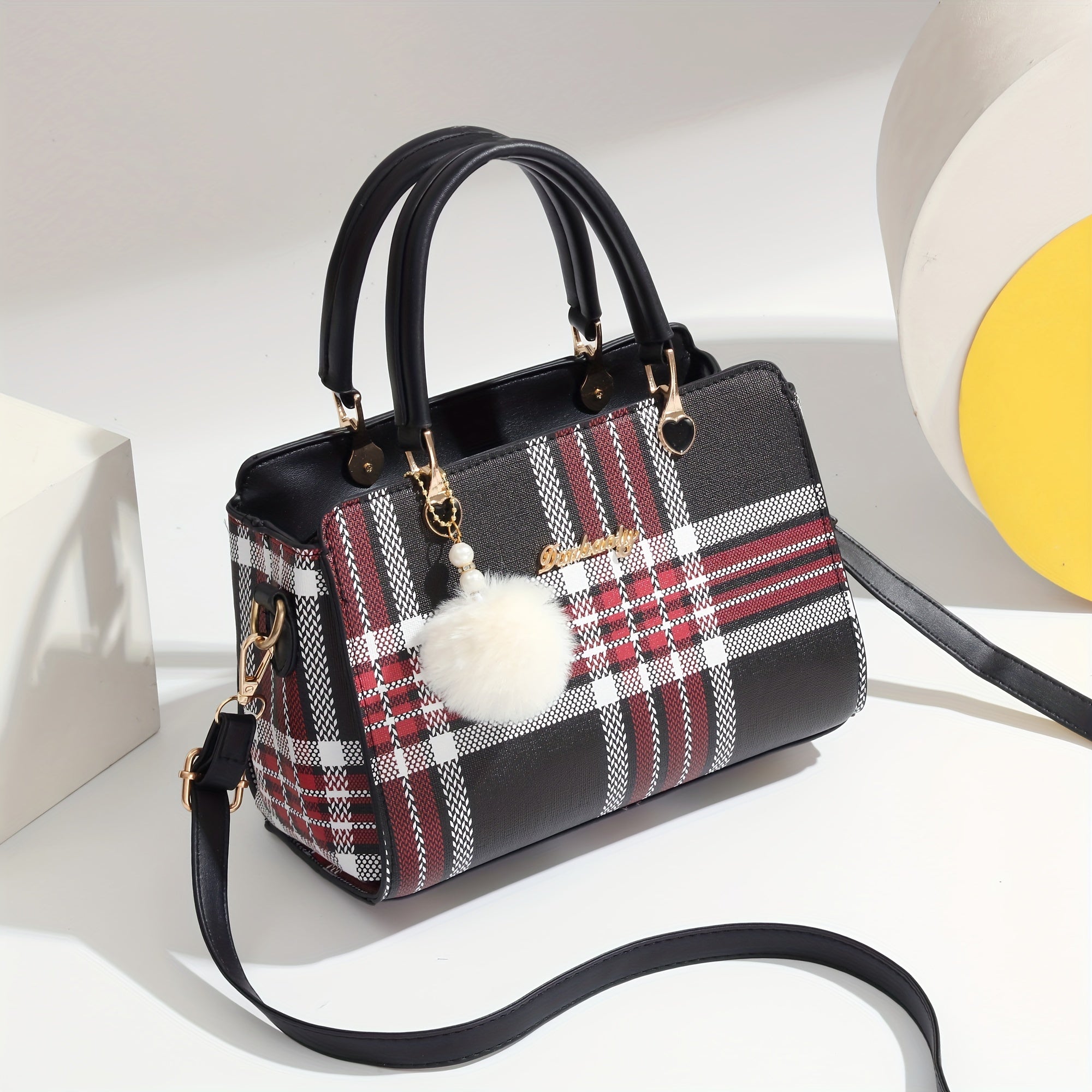 Letter Decor Satchel Bag, Stylish Top Handle Purse, Large Capacity Shoulder Office & Work Bag