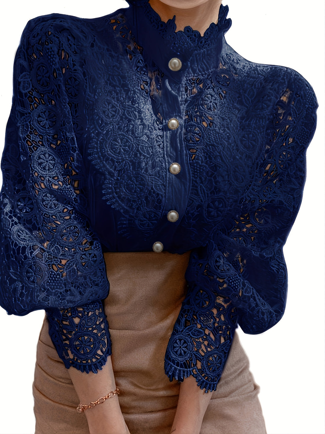 Women's Victorian Shirt - Elegant Blouse with Lace Sleeve cuffs,