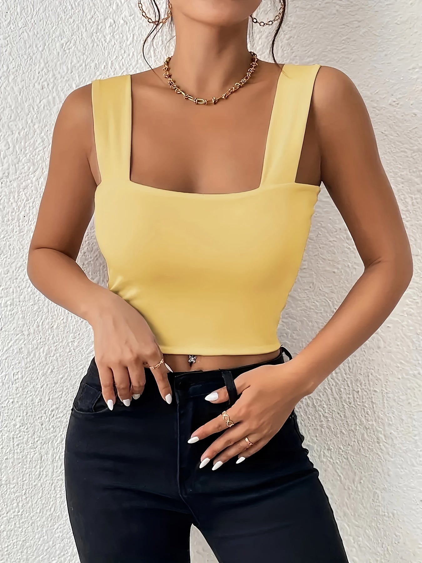 Women's Basic Solid Crop Tank Top,