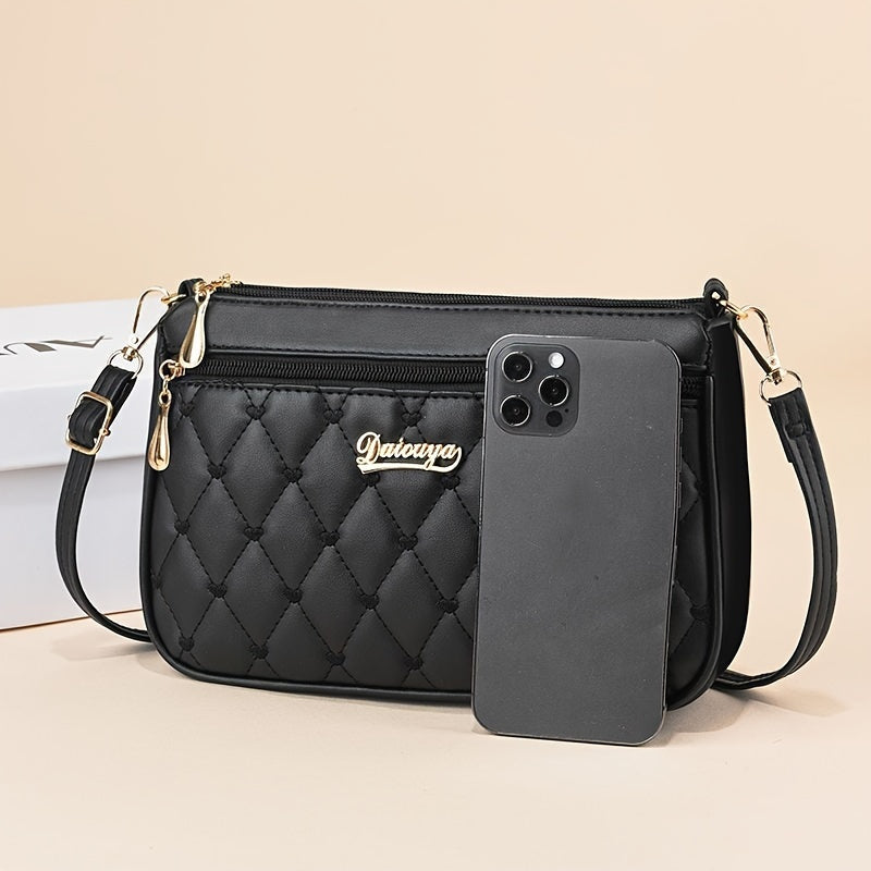 Fashionable Crossbody Bag with Multiple Layers And Large Capacity, Versatile Shoulder Bag for Women., Secure Travel Purse | Quilted Exterior Bag | Synthetic Synthetic Leather Bag