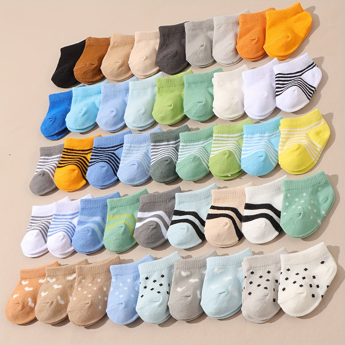12 Pairs of Random Solid Color Polka Dot Striped Socks and, Summer Wear, Safe Footwear