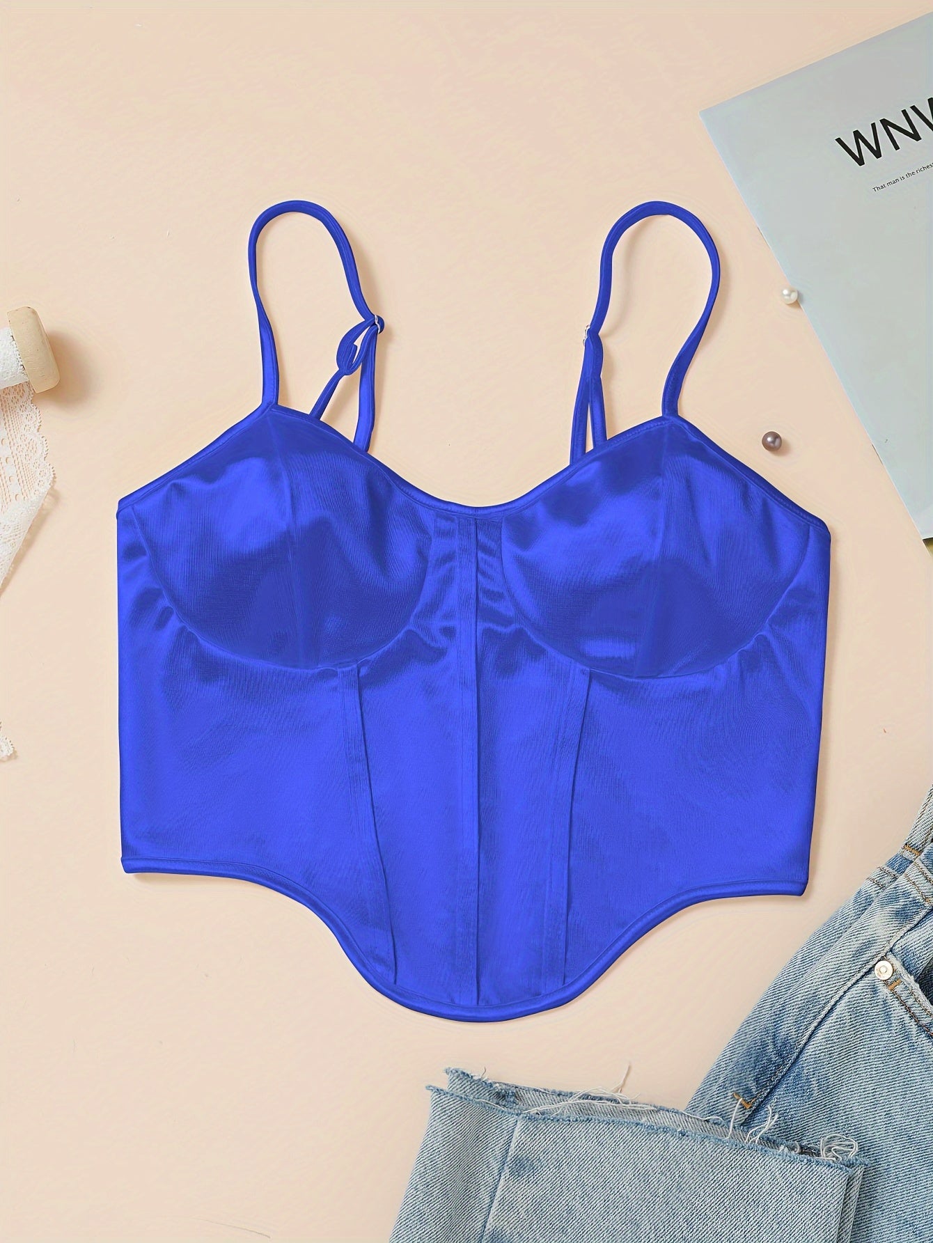 Chic Light Purple Satin Corset Crop Top .