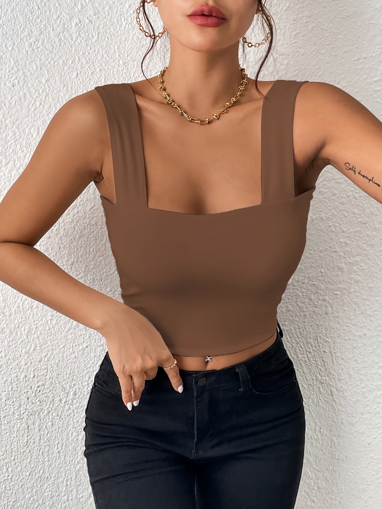 Women's Basic Solid Crop Tank Top,