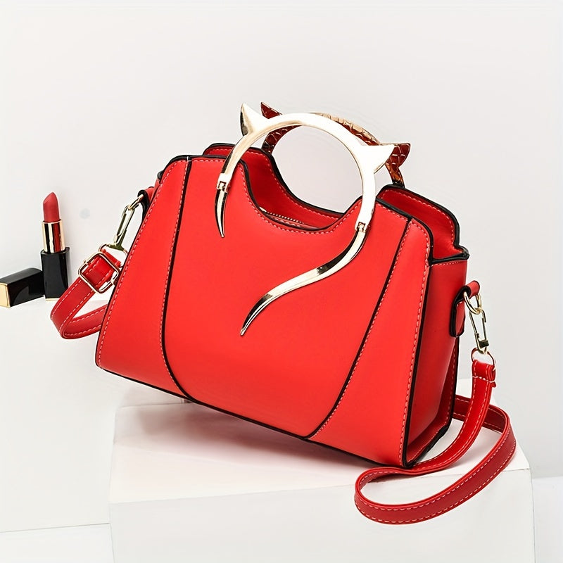 Whimsical Cat Ear Tote Satchel Bag - Classic Shoulder Bag with Adjustable Top Handles, All-Match Design, Spacious Interior, and Stylish Cat Ear Accents for Women