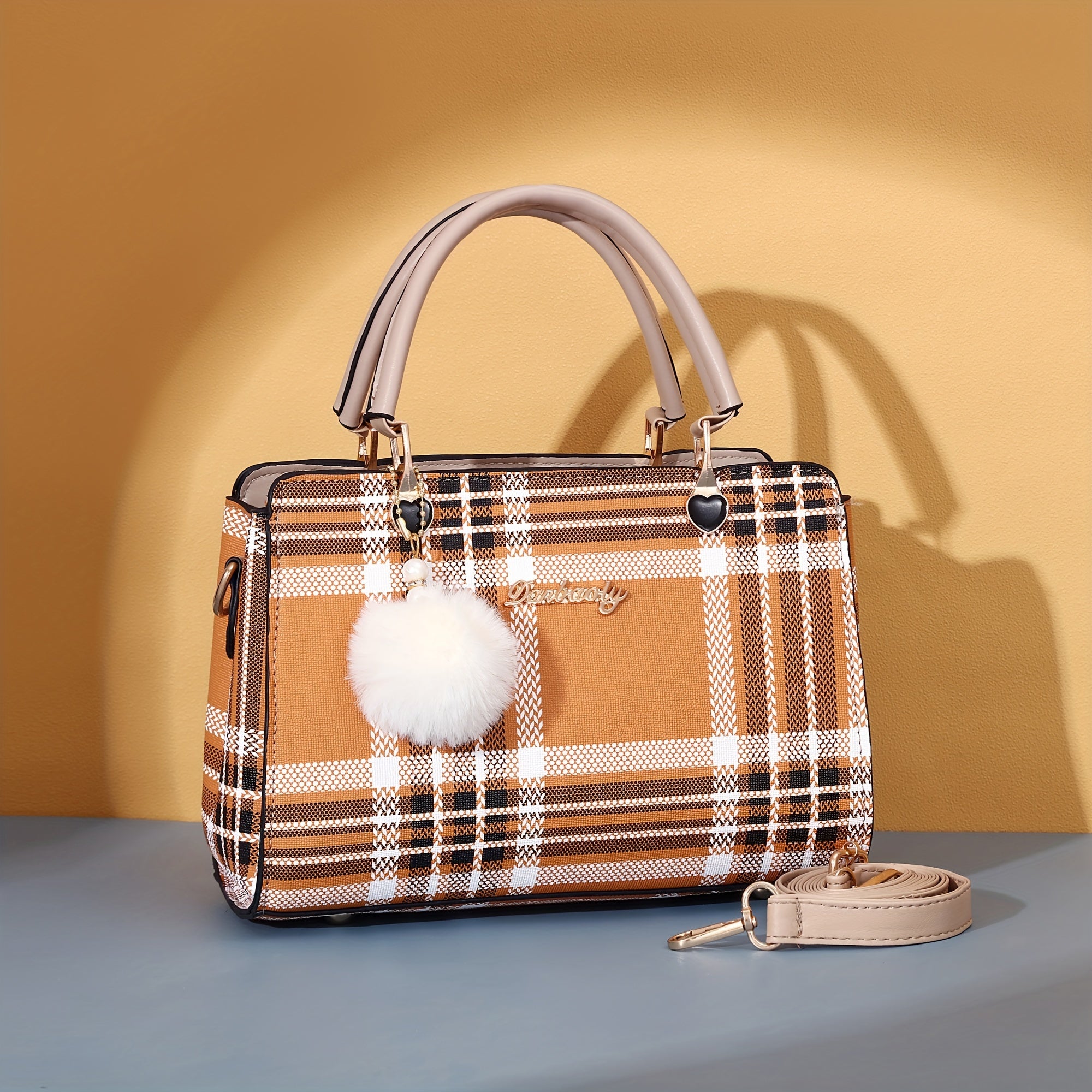 Letter Decor Satchel Bag, Stylish Top Handle Purse, Large Capacity Shoulder Office & Work Bag