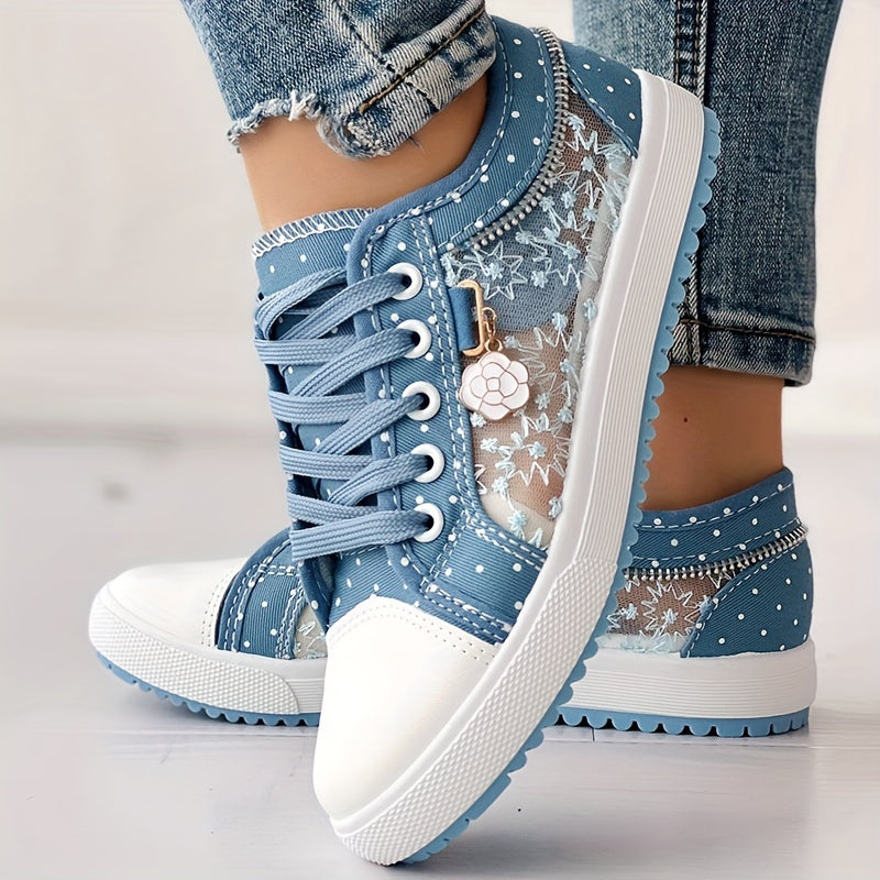 CHICME Women's Floral Mesh & Synthetic Cover Casual Sneakers .