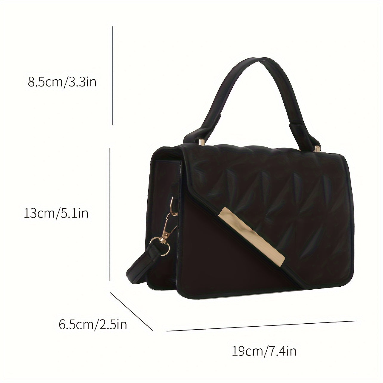 1pc, Chic Mini Quilted Square Handbag, PU Material, Top Handle With Crossbody Strap, Elegant Flap Closure, Fashion Accessory For Women