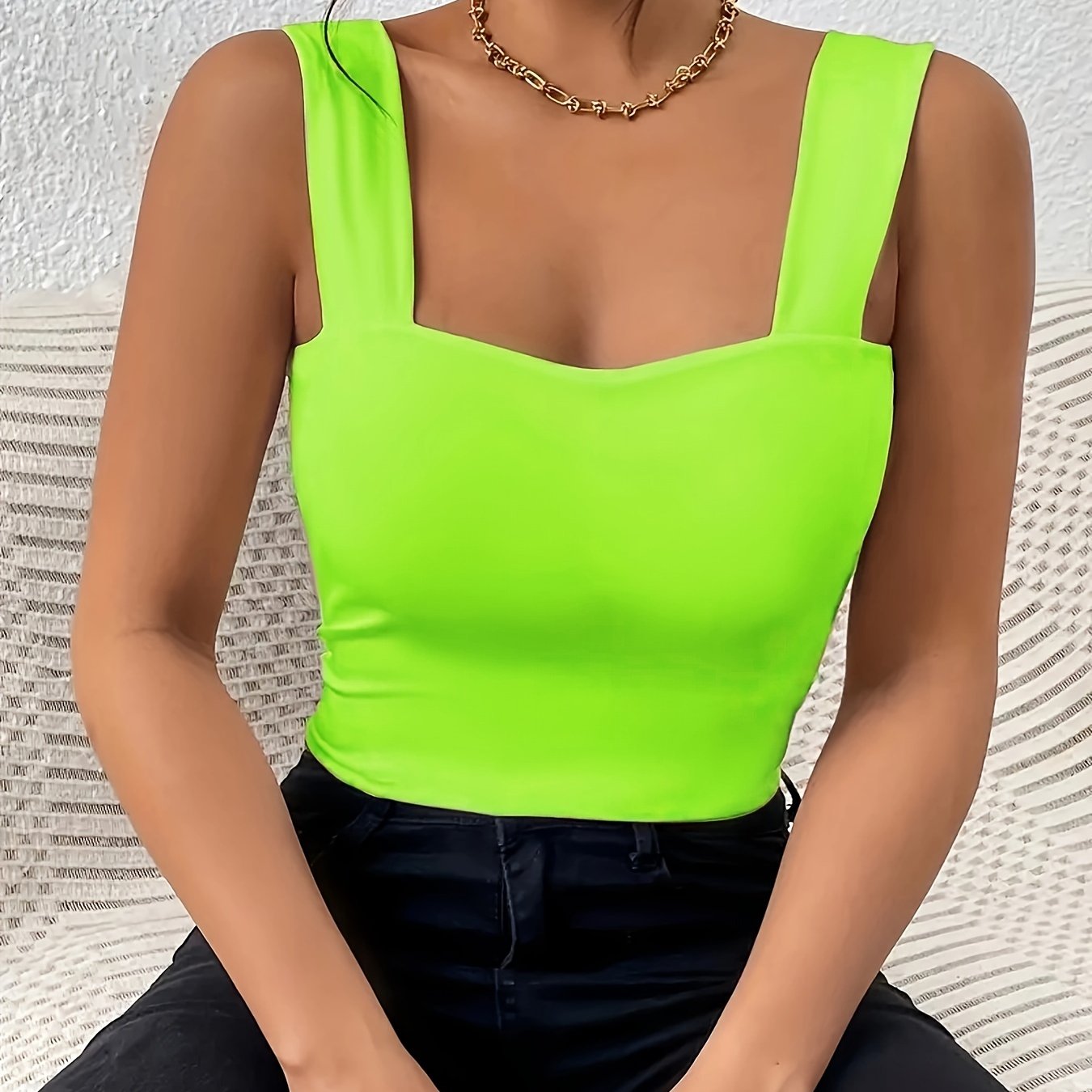 Women's Basic Solid Crop Tank Top,