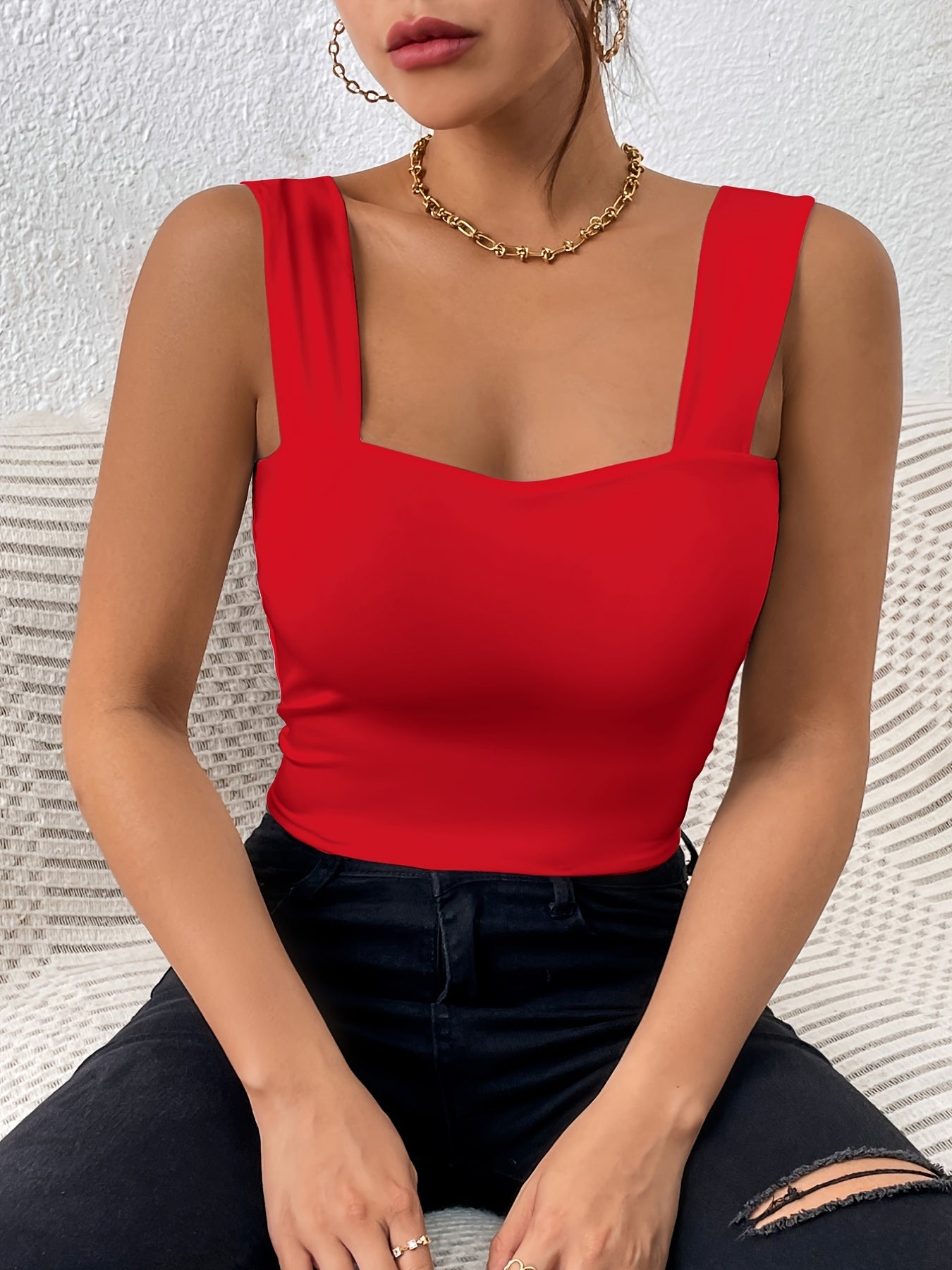 Women's Basic Solid Crop Tank Top,
