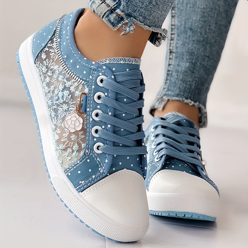 CHICME Women's Floral Mesh & Synthetic Cover Casual Sneakers .