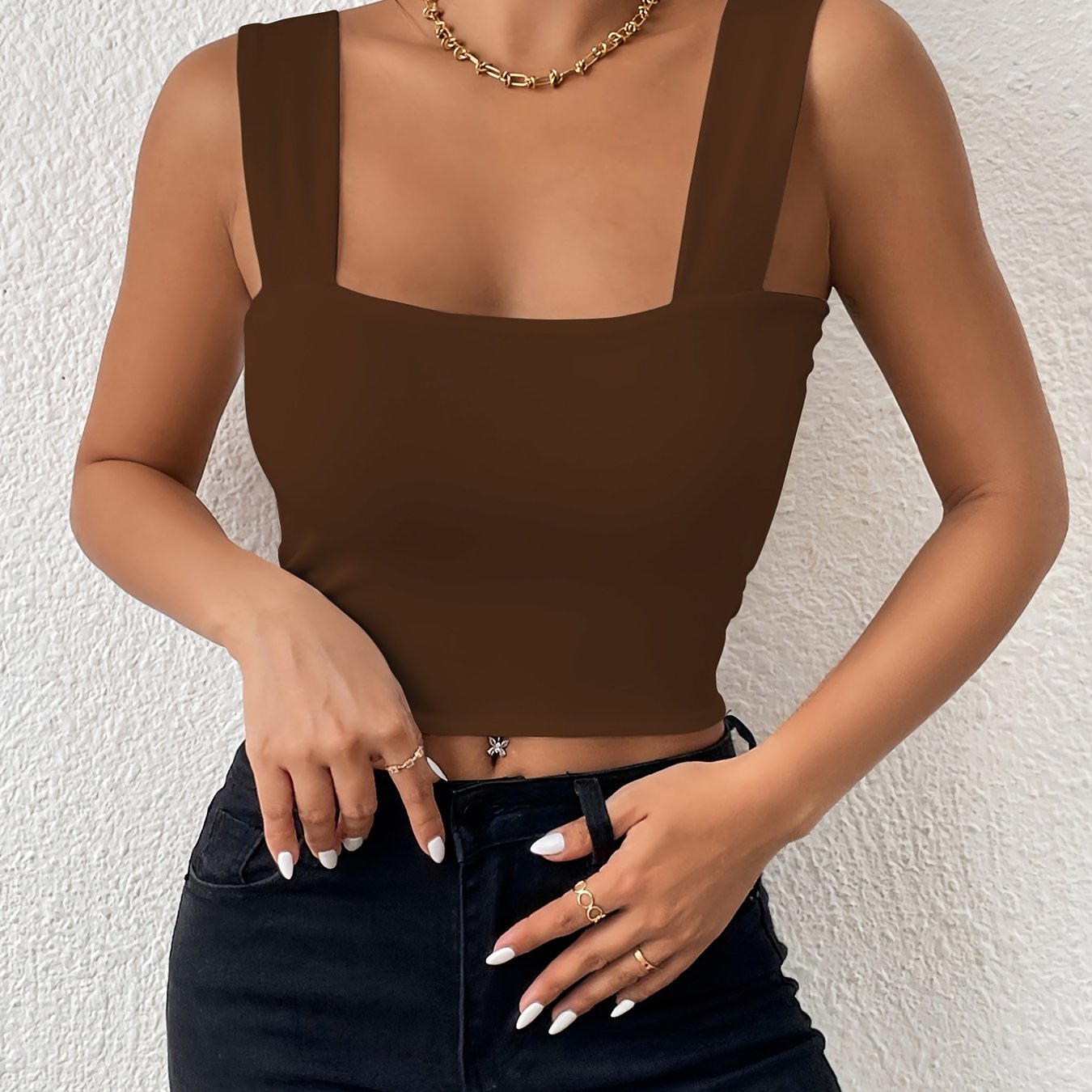 Women's Basic Solid Crop Tank Top,