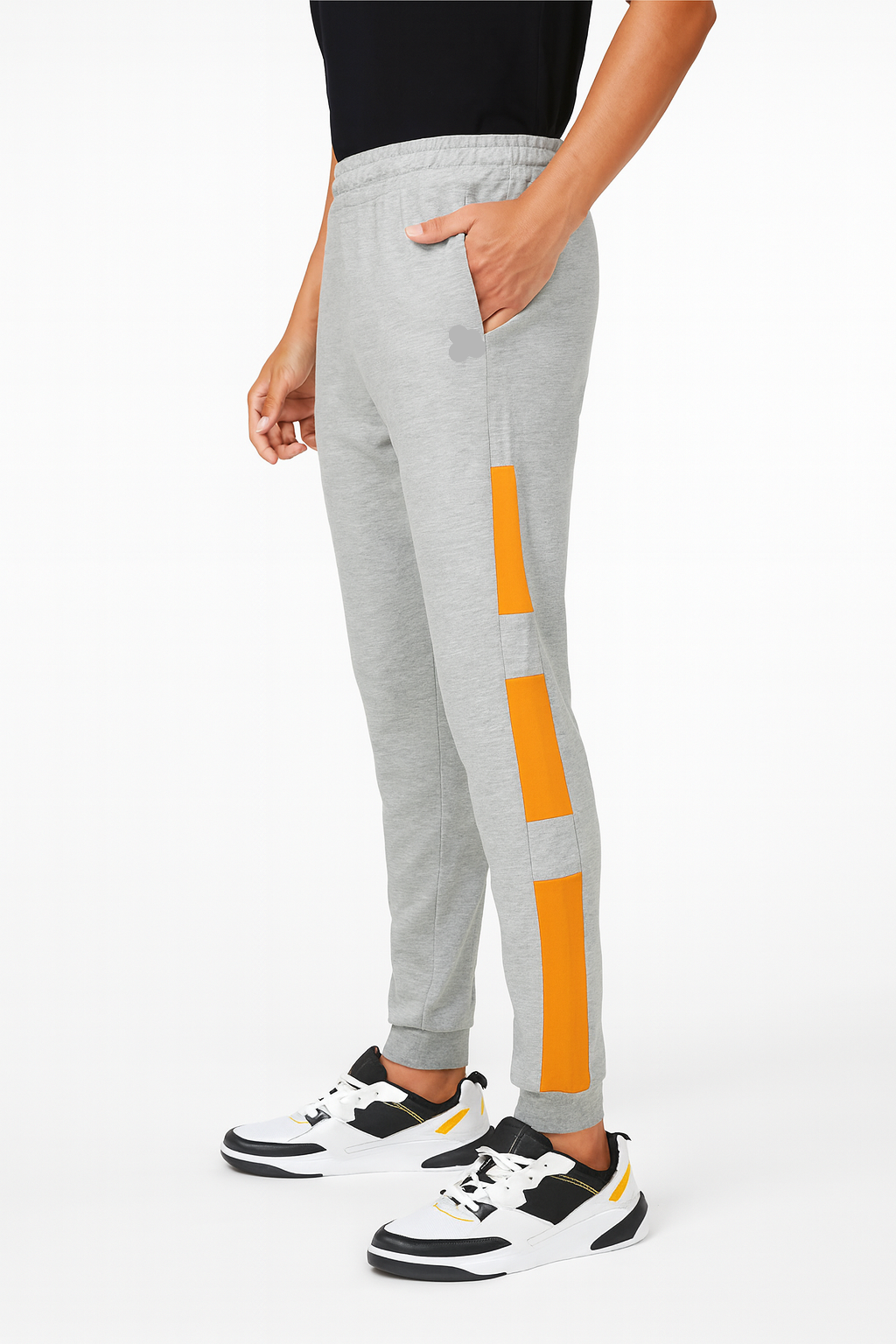 Men’s Grey Joggers with Orange Stripe Panels./MH