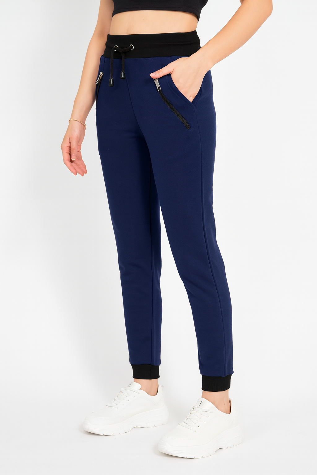 Women’s Jogger Pants – Navy Blue with Contrast Waistband'/MH