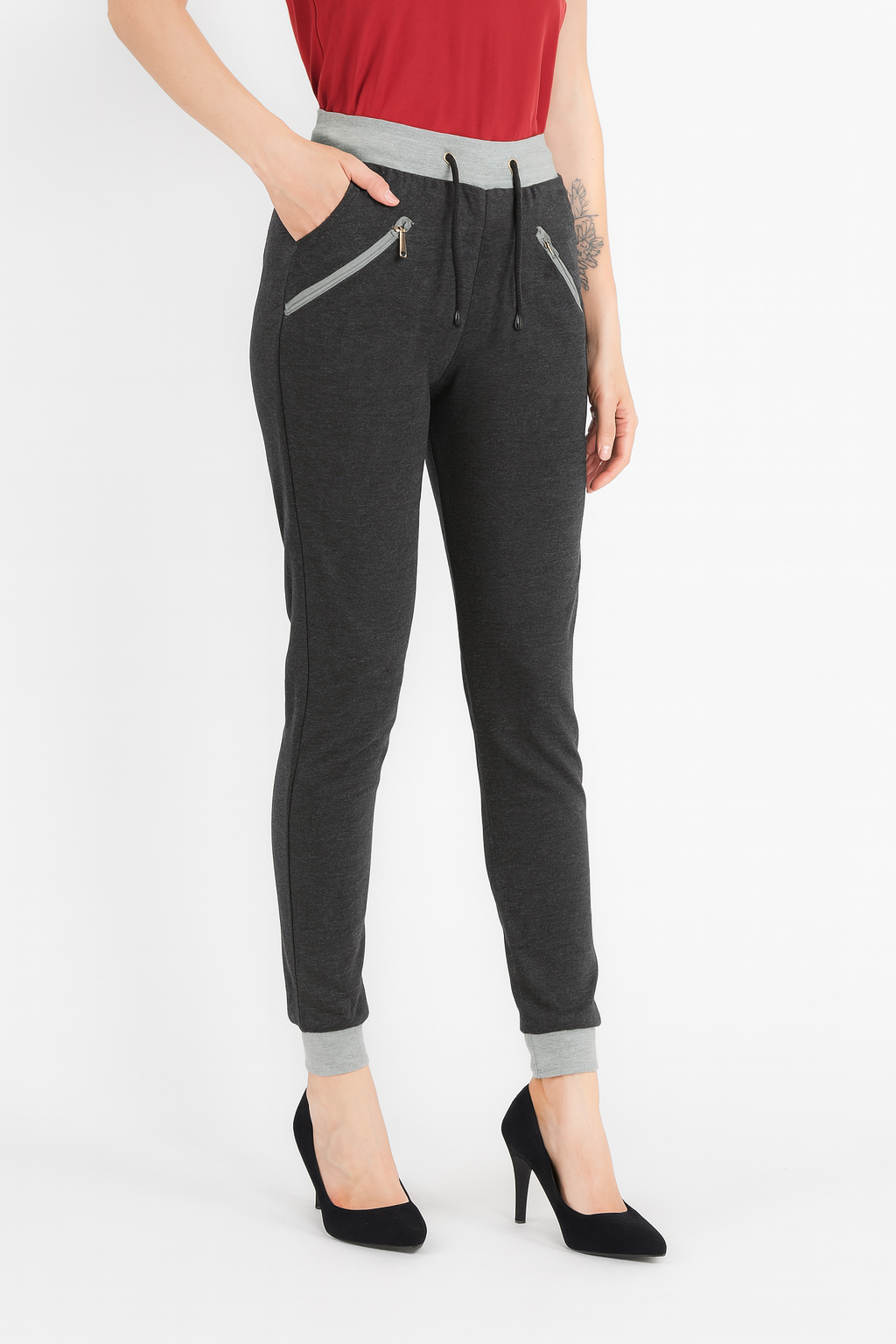 Women’s Jogger Pants – Charcoal Grey with Contrast Trim'/MH
