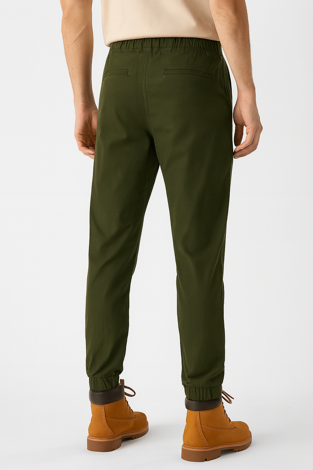 Men’s Olive Green Elastic Waist Jogger Chinos'/MH